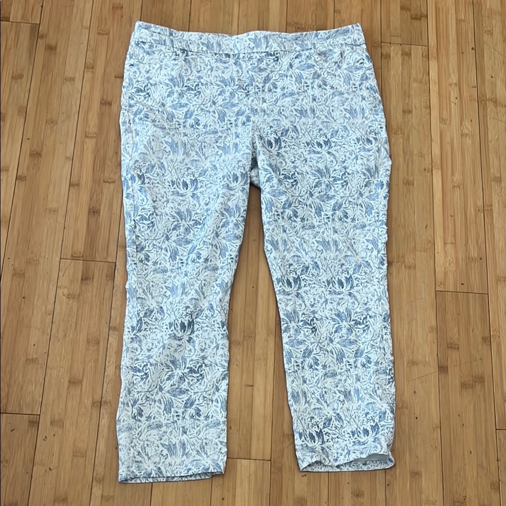 Mario Serrani Blue and White Straight Leg Pants